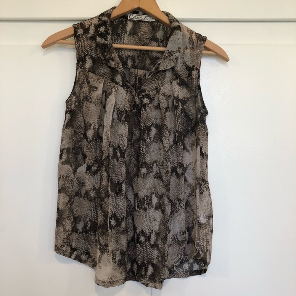 Chloe K snakeskin tank top sheer Sz S
